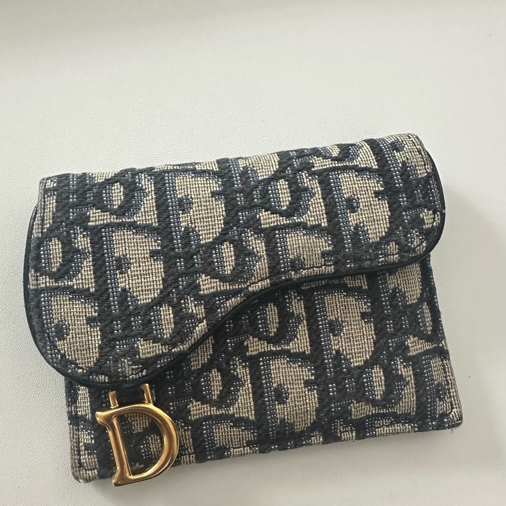 Dior Blue Oblique Monogram Saddle Card Holder